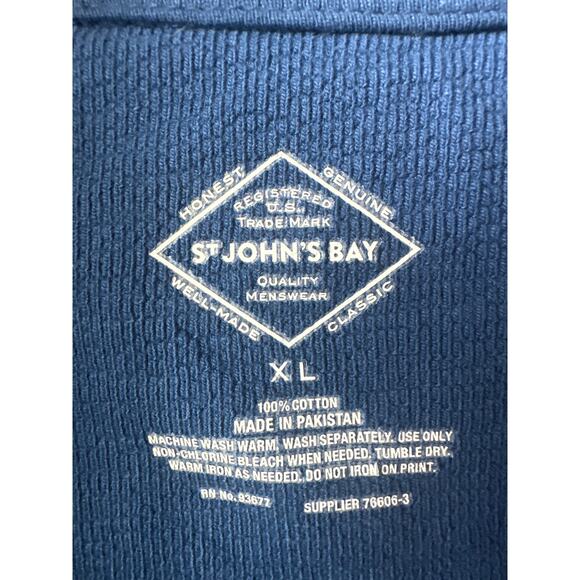 St. John’s Bay Estate Blue 1/4 Zip Up Jersey Sweater Men’s XL 100% Cotton Comfy - Picture 3 of 5